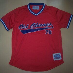 Old Chicago World Beer Tour #76 V-Neck Red Baseball Jersey XL Polyester Shirt